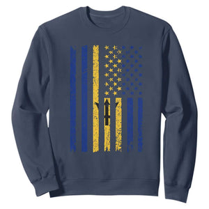 Barbados American Flag Sweatshirt Distressed Barbadian Pride Patriotic Heritage Gift TS10 Navy Print Your Wear