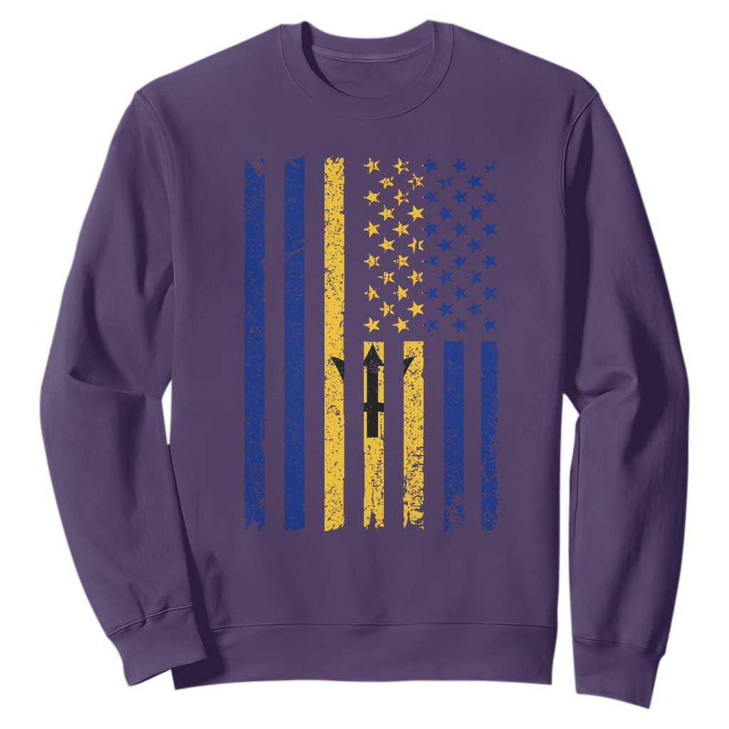 Barbados American Flag Sweatshirt Distressed Barbadian Pride Patriotic Heritage Gift TS10 Purple Print Your Wear