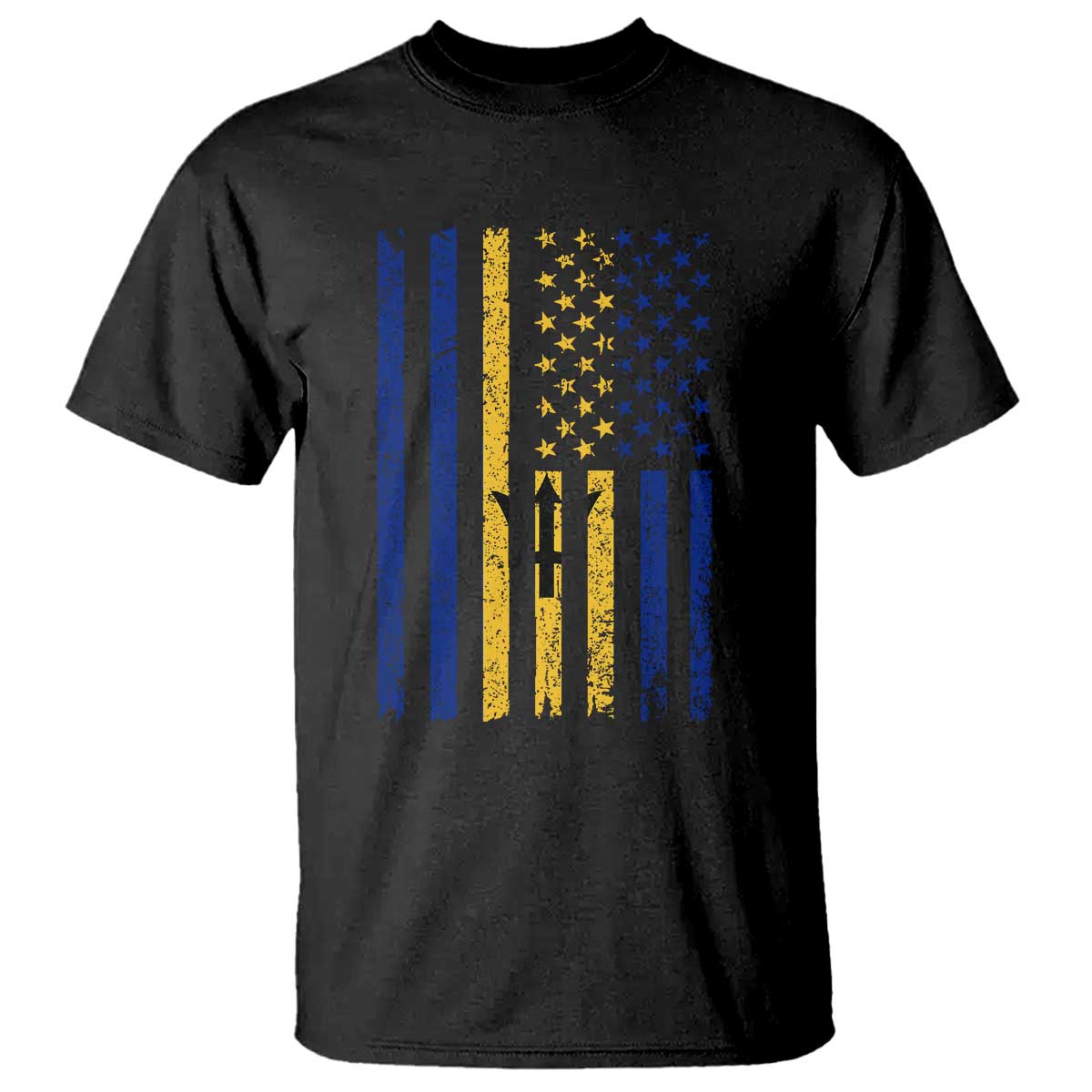 Barbados American Flag T Shirt Distressed Barbadian Pride Patriotic Heritage Gift TS10 Black Print Your Wear