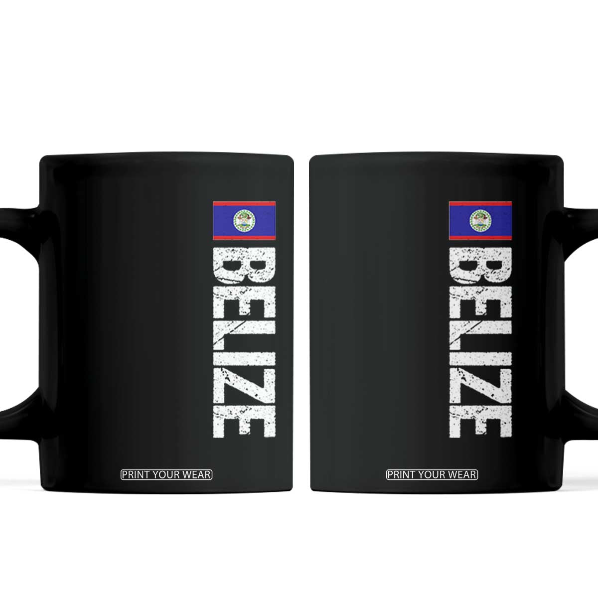 Belize Flag Coffee Mug Distressed Central American Pride Heritage Gift TS10 Black Print Your Wear