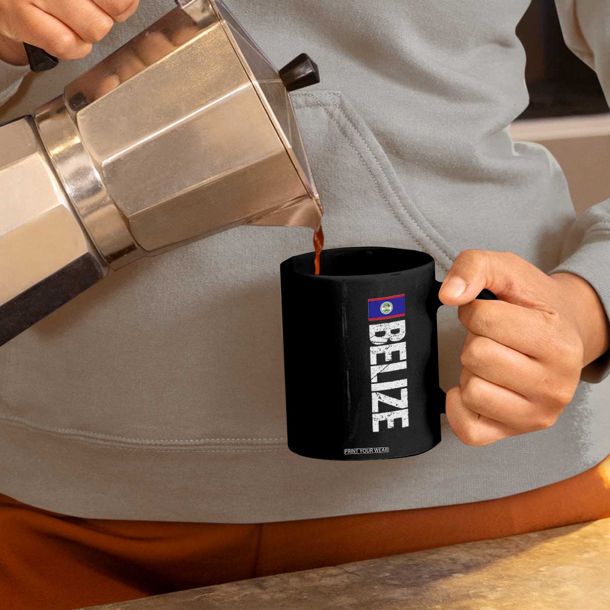 Belize Flag Coffee Mug Distressed Central American Pride Heritage Gift TS10 Print Your Wear
