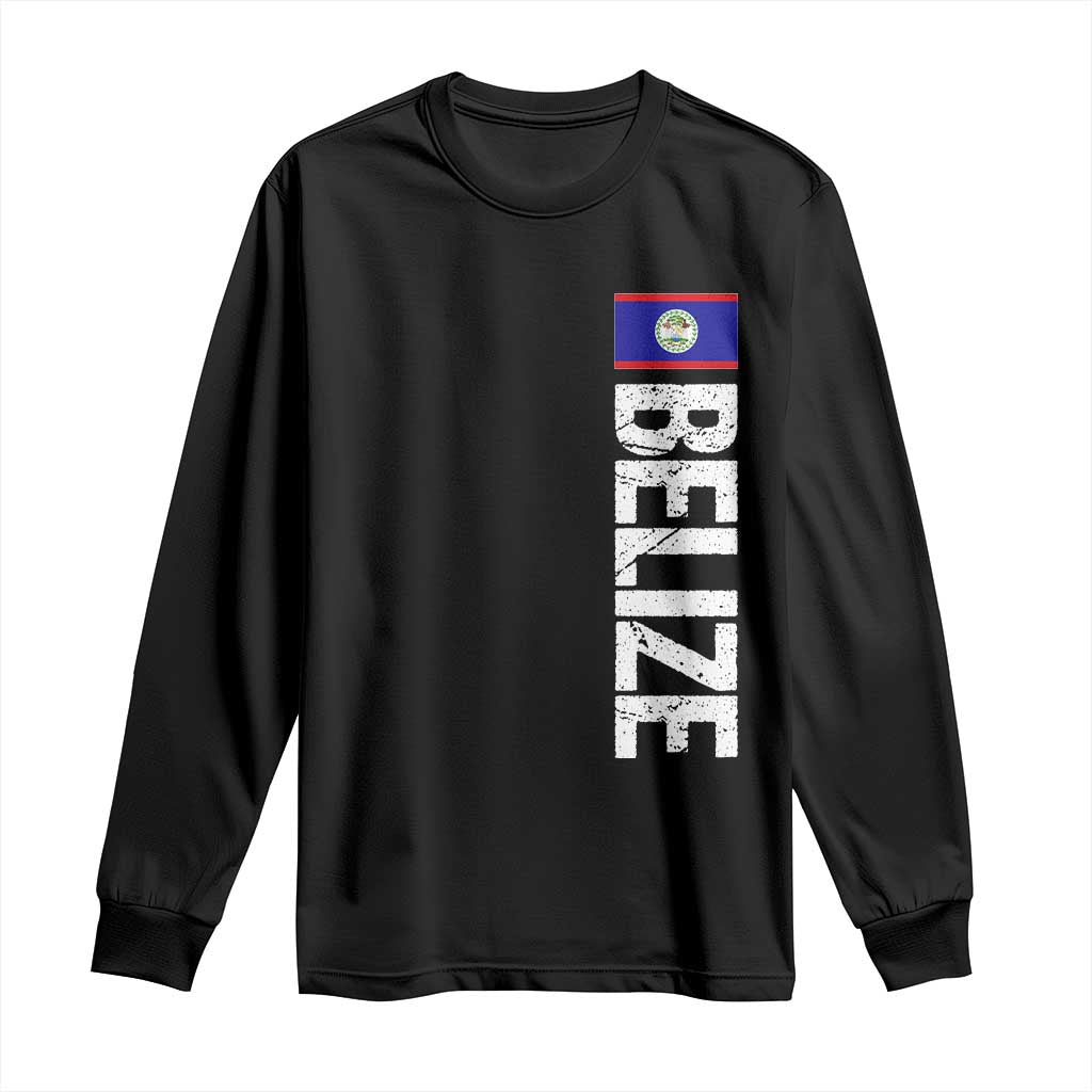 Belize Flag Long Sleeve Shirt Distressed Central American Pride Heritage Gift TS10 Black Print Your Wear