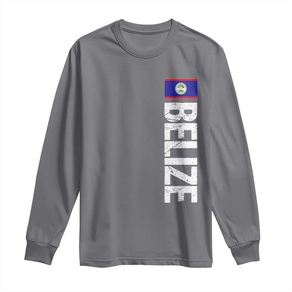 Belize Flag Long Sleeve Shirt Distressed Central American Pride Heritage Gift TS10 Charcoal Print Your Wear