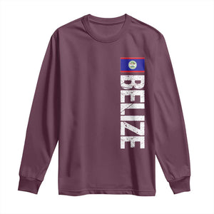 Belize Flag Long Sleeve Shirt Distressed Central American Pride Heritage Gift TS10 Maroon Print Your Wear