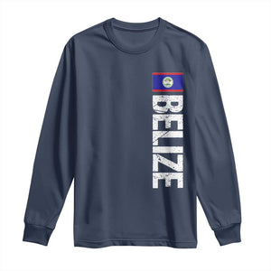 Belize Flag Long Sleeve Shirt Distressed Central American Pride Heritage Gift TS10 Navy Print Your Wear
