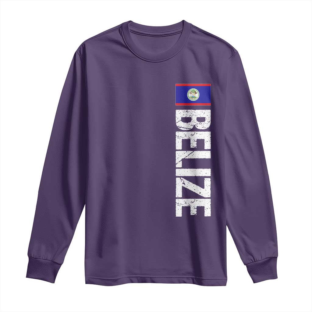 Belize Flag Long Sleeve Shirt Distressed Central American Pride Heritage Gift TS10 Purple Print Your Wear