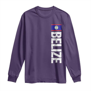 Belize Flag Long Sleeve Shirt Distressed Central American Pride Heritage Gift TS10 Purple Print Your Wear
