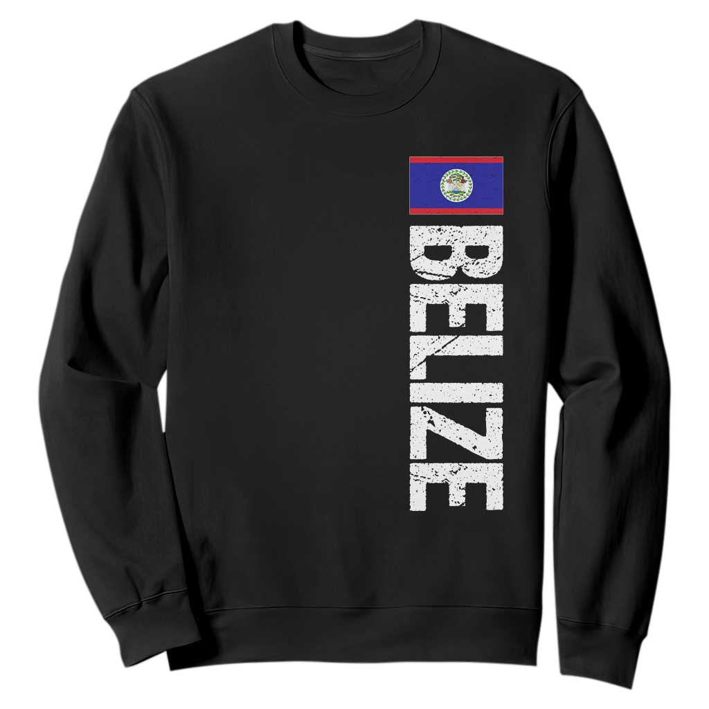 Belize Flag Sweatshirt Distressed Central American Pride Heritage Gift TS10 Black Print Your Wear
