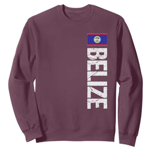 Belize Flag Sweatshirt Distressed Central American Pride Heritage Gift TS10 Maroon Print Your Wear