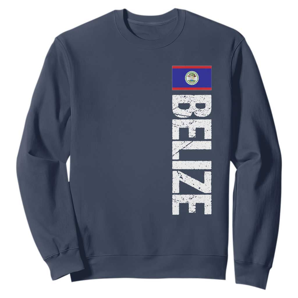 Belize Flag Sweatshirt Distressed Central American Pride Heritage Gift TS10 Navy Print Your Wear