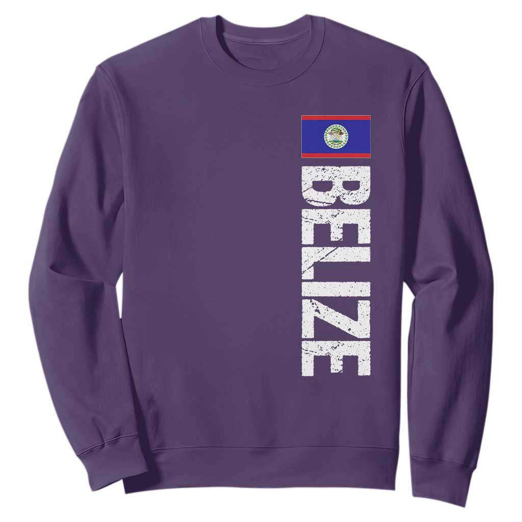 Belize Flag Sweatshirt Distressed Central American Pride Heritage Gift TS10 Purple Print Your Wear