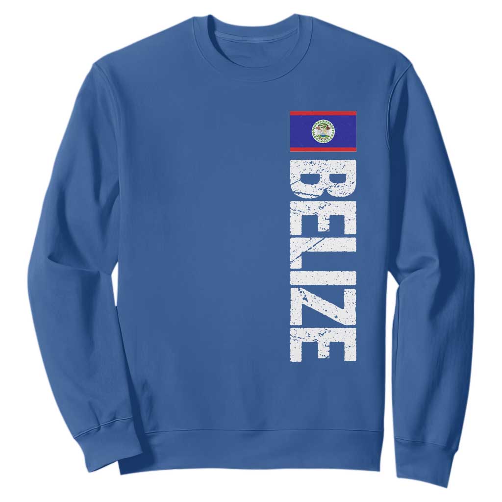 Belize Flag Sweatshirt Distressed Central American Pride Heritage Gift TS10 Royal Blue Print Your Wear