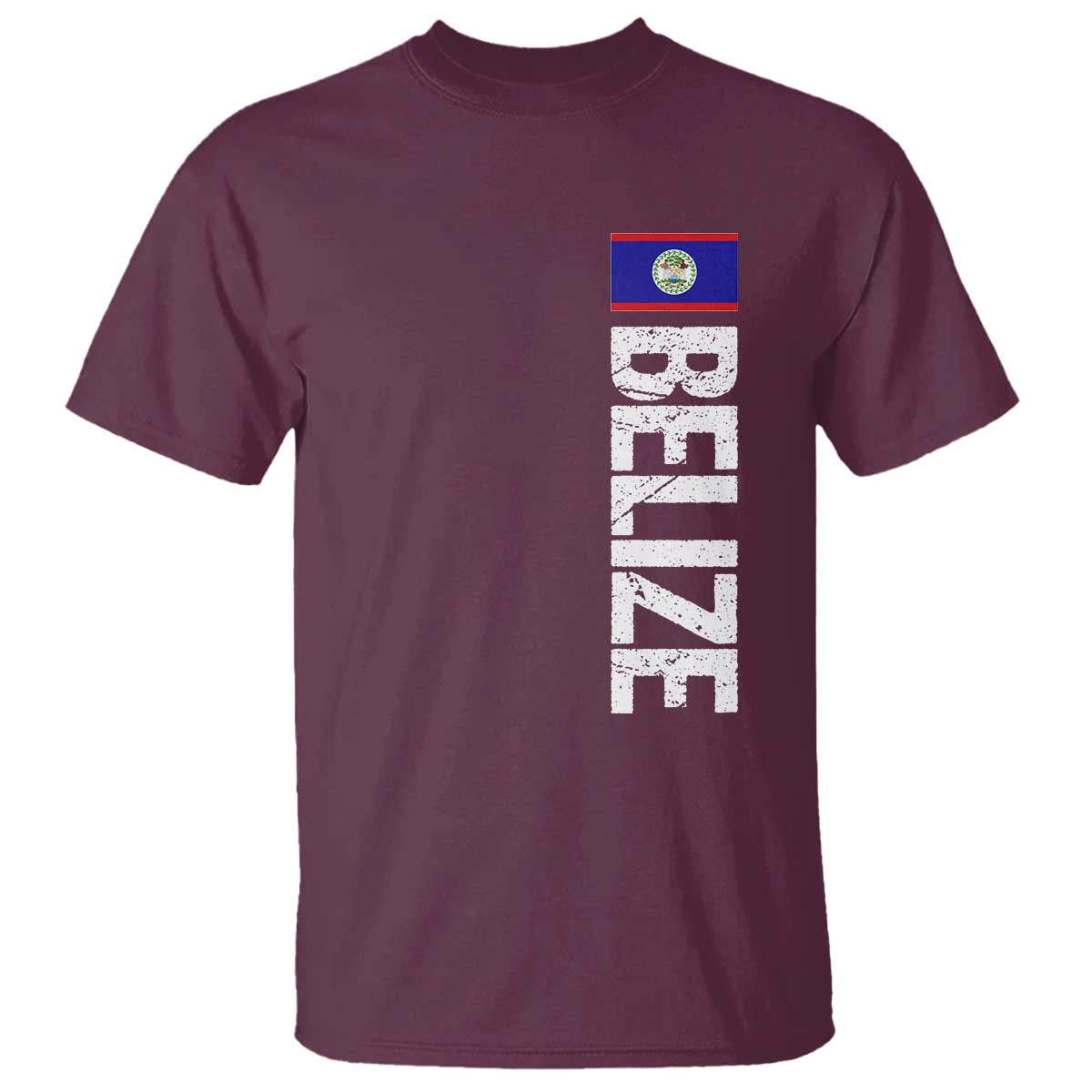 Belize Flag T Shirt Distressed Central American Pride Heritage Gift TS10 Maroon Print Your Wear