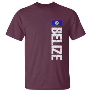 Belize Flag T Shirt Distressed Central American Pride Heritage Gift TS10 Maroon Print Your Wear