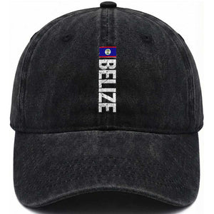 Belize Flag Washed Cotton Baseball Cap Distressed Central American Pride Heritage Gift TS10 Print Your Wear