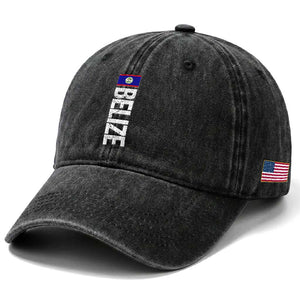 Belize Flag Washed Cotton Baseball Cap Distressed Central American Pride Heritage Gift TS10 Print Your Wear
