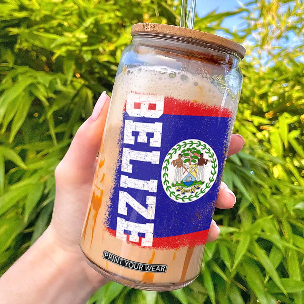 Vintage Belize Glass Can Distressed Flag Central American Pride Heritage Gift TS10 Black Print Your Wear