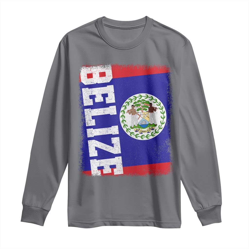 Vintage Belize Long Sleeve Shirt Distressed Flag Central American Pride Heritage Gift TS10 Charcoal Print Your Wear