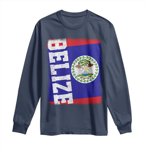 Vintage Belize Long Sleeve Shirt Distressed Flag Central American Pride Heritage Gift TS10 Navy Print Your Wear