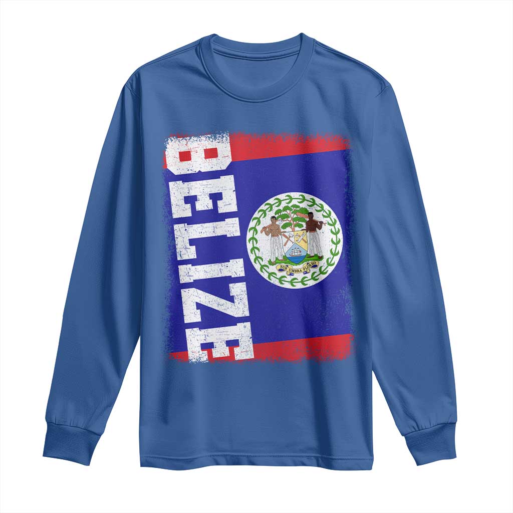 Vintage Belize Long Sleeve Shirt Distressed Flag Central American Pride Heritage Gift TS10 Royal Blue Print Your Wear