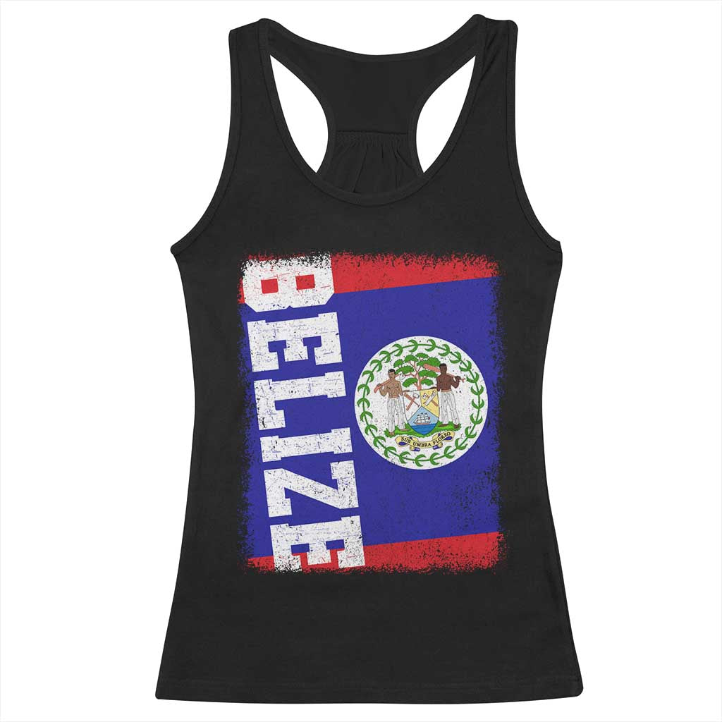 Vintage Belize Racerback Tank Top Distressed Flag Central American Pride Heritage Gift TS10 Black Print Your Wear