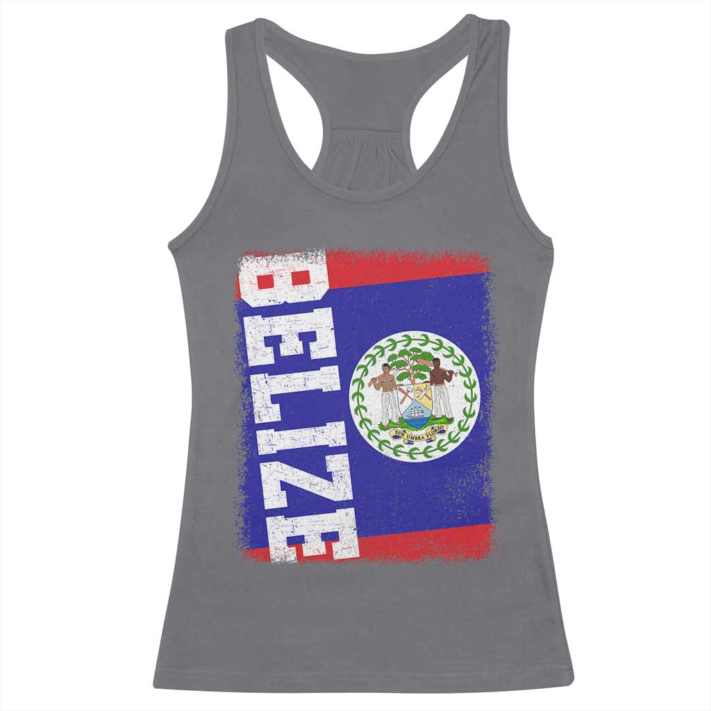 Vintage Belize Racerback Tank Top Distressed Flag Central American Pride Heritage Gift TS10 Charcoal Print Your Wear