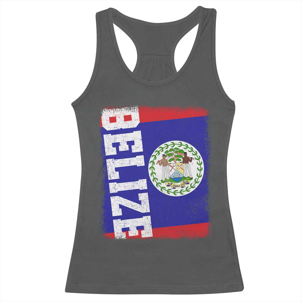 Vintage Belize Racerback Tank Top Distressed Flag Central American Pride Heritage Gift TS10 Dark Heather Print Your Wear