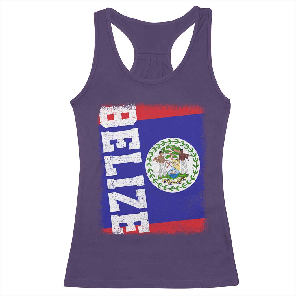 Vintage Belize Racerback Tank Top Distressed Flag Central American Pride Heritage Gift TS10 Purple Print Your Wear