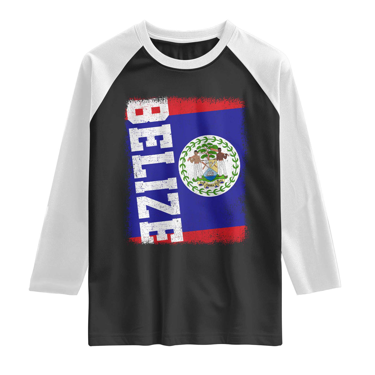 Vintage Belize Raglan Shirt Distressed Flag Central American Pride Heritage Gift TS10 Black White Print Your Wear