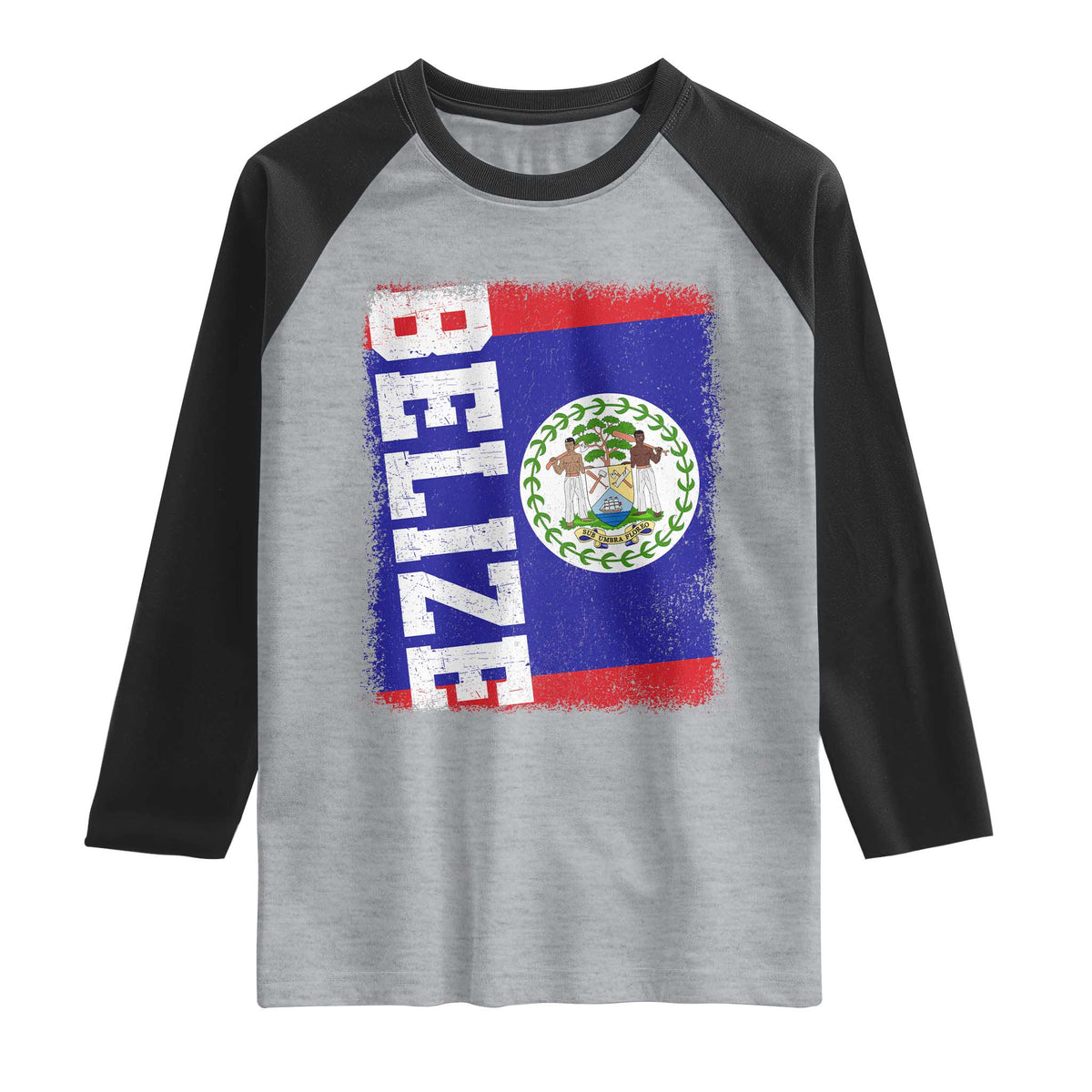 Vintage Belize Raglan Shirt Distressed Flag Central American Pride Heritage Gift TS10 Heather Gray Black Print Your Wear