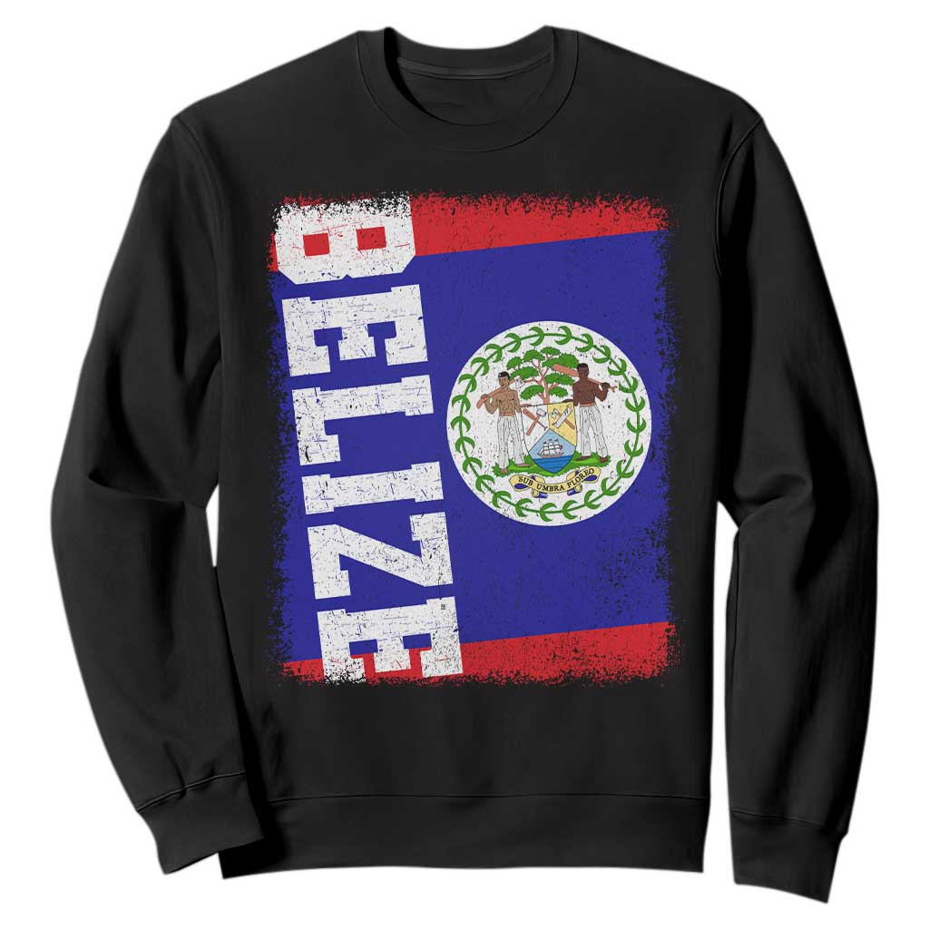 Vintage Belize Sweatshirt Distressed Flag Central American Pride Heritage Gift TS10 Black Print Your Wear