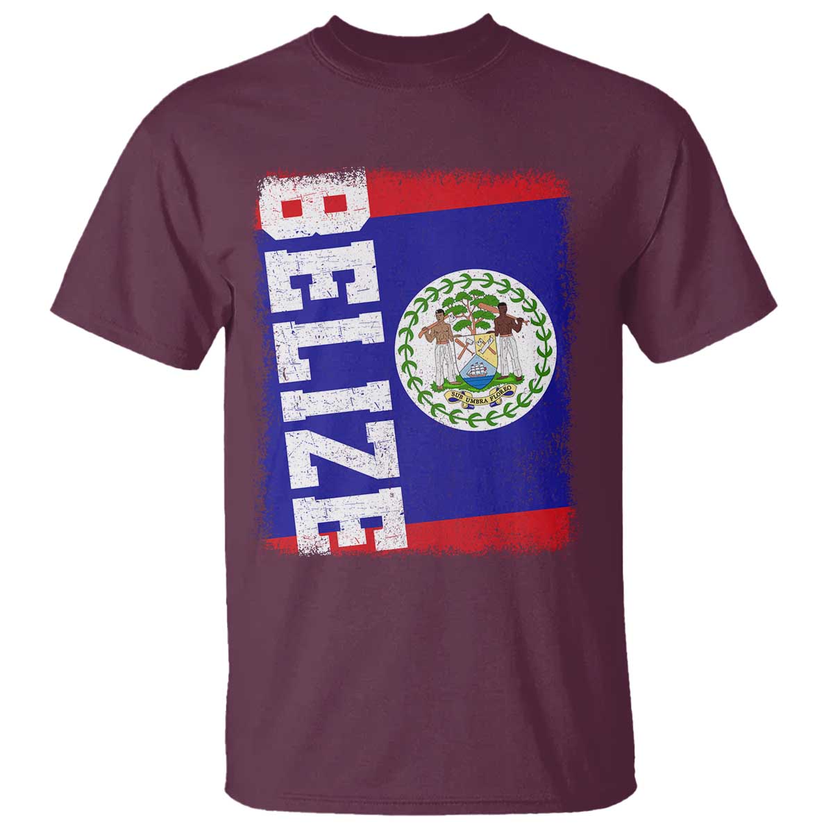 Vintage Belize T Shirt Distressed Flag Central American Pride Heritage Gift TS10 Maroon Print Your Wear