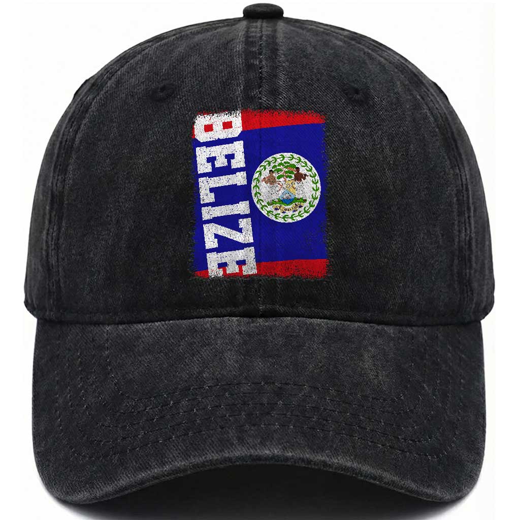 Vintage Belize Washed Cotton Baseball Cap Distressed Flag Central American Pride Heritage Gift TS10 Print Your Wear