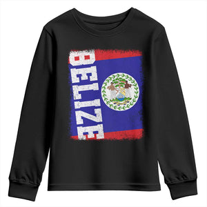 Vintage Belize Youth Sweatshirt Distressed Flag Central American Pride Heritage Gift TS10 Black Print Your Wear