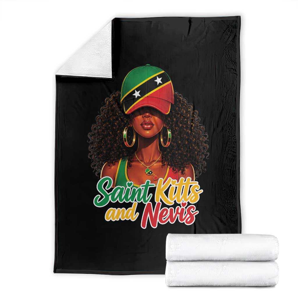Saint Kitts and Nevis Princess Throw Blanket Melanin Afro Girl Heritage Gift for Black Girls TS10 Black Print Your Wear
