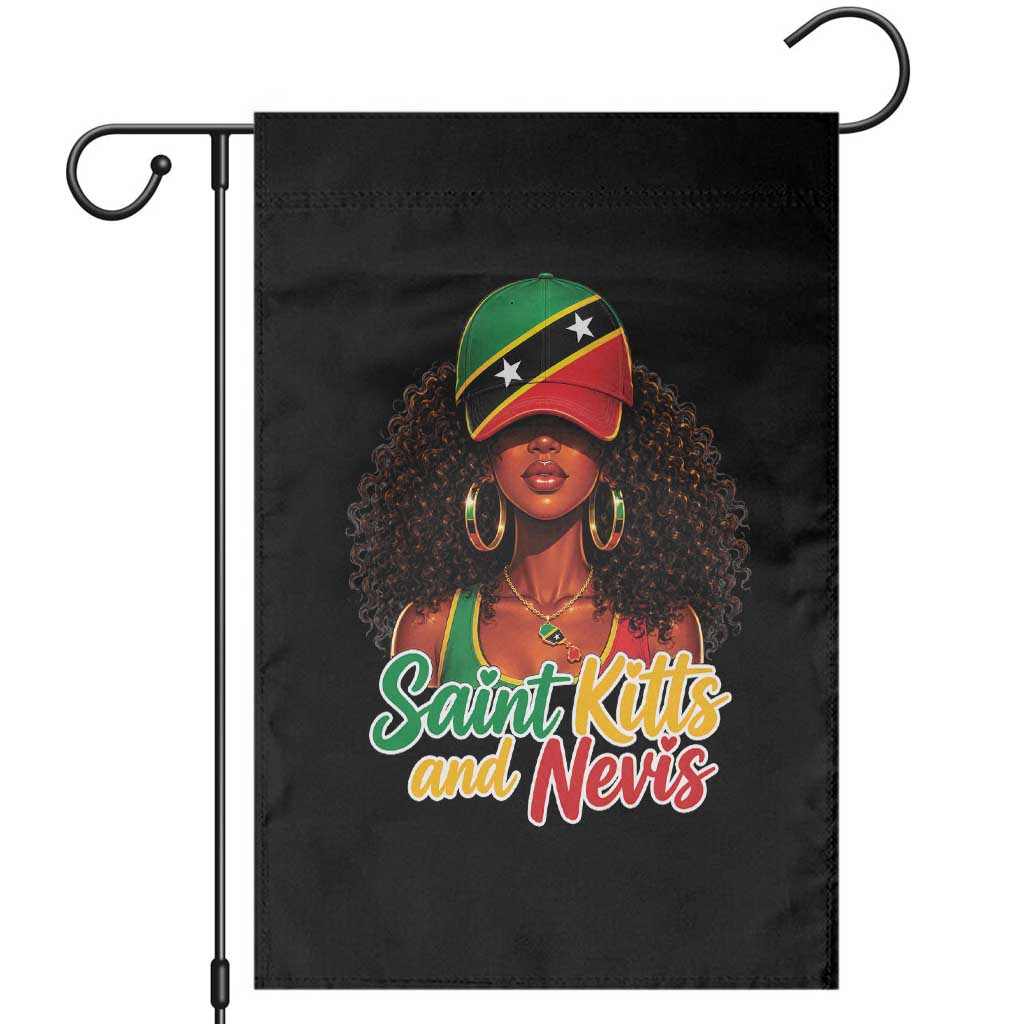 Saint Kitts and Nevis Princess Garden Flag Melanin Afro Girl Heritage Gift for Black Girls TS10 Black Print Your Wear