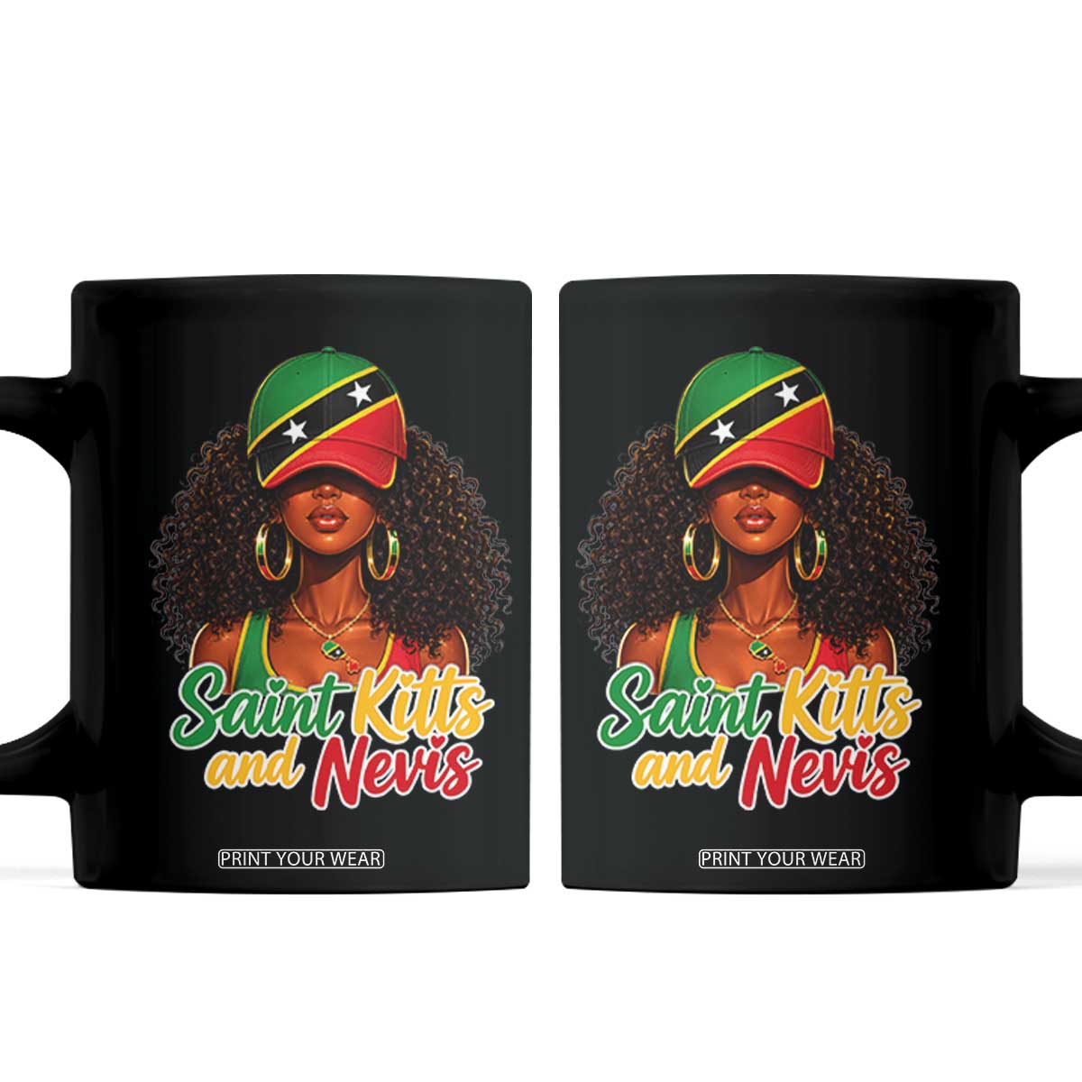 Saint Kitts and Nevis Princess Coffee Mug Melanin Afro Girl Heritage Gift for Black Girls TS10 Black Print Your Wear