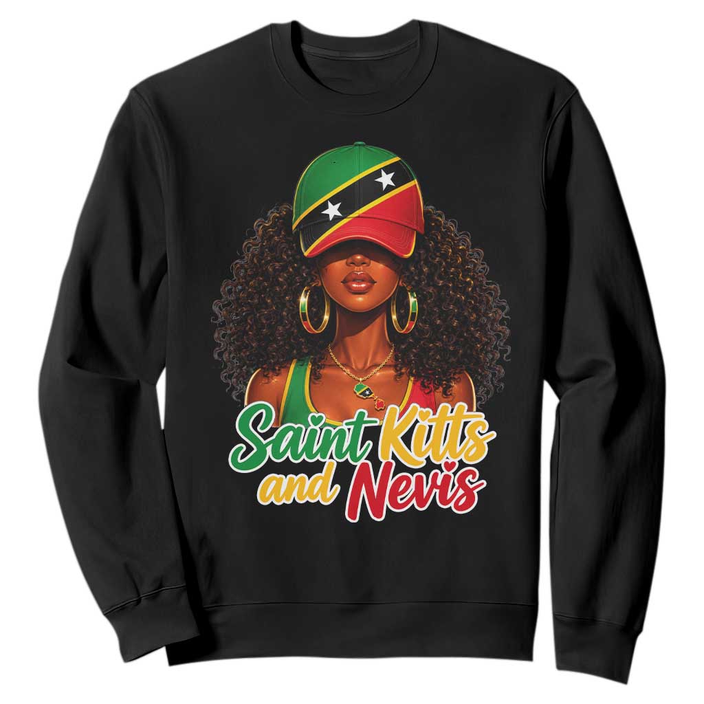 Saint Kitts and Nevis Princess Sweatshirt Melanin Afro Girl Heritage Gift for Black Girls TS10 Black Print Your Wear