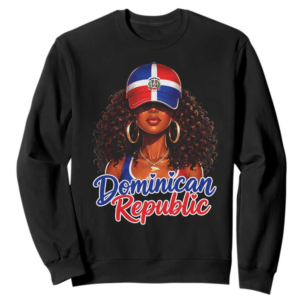 Dominican Republic Princess Sweatshirt Melanin Afro Girl Heritage Gift for Black Girls TS10 Black Print Your Wear