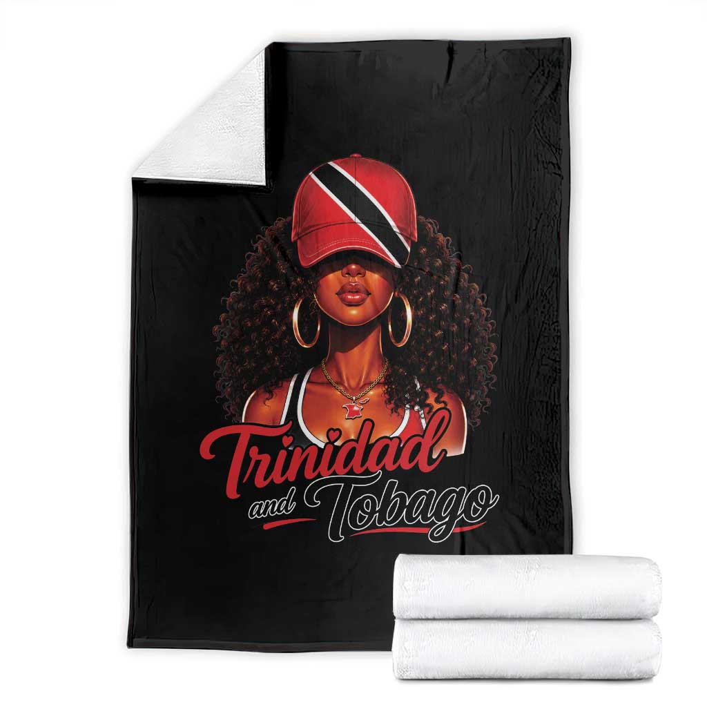 Trinidad and Tobago Afro Girl Throw Blanket Trini Black Queen Caribbean Pride Heritage Gift TS10 Black Print Your Wear