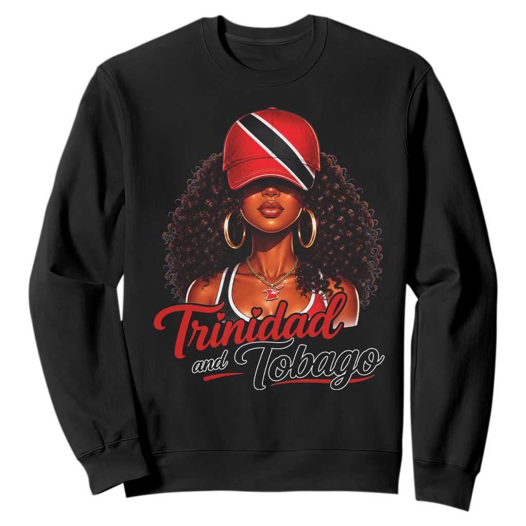 Trinidad and Tobago Afro Girl Sweatshirt Trini Black Queen Caribbean Pride Heritage Gift TS10 Black Print Your Wear