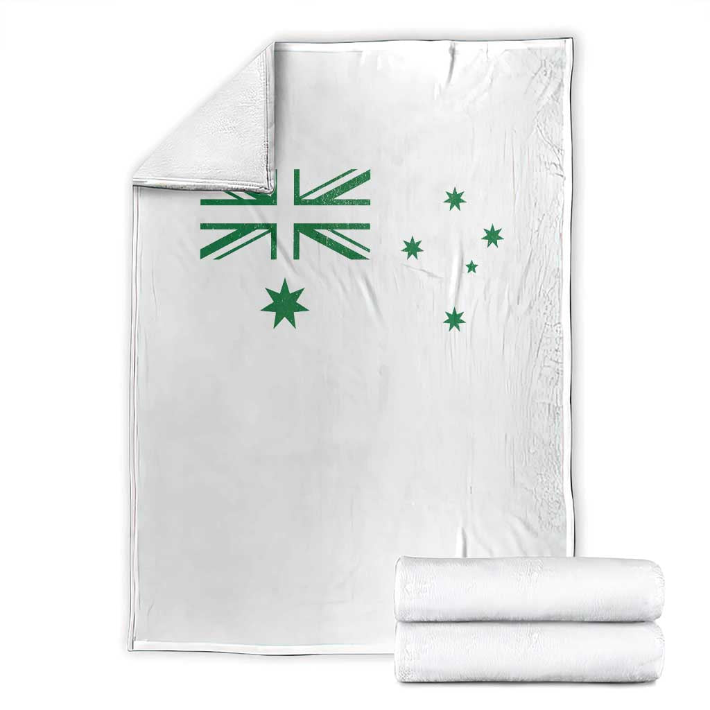 Green Australian Flag Throw Blanket Australia Patriotic Country Pride Monochrome Minimalist Graphic TS10 White Print Your Wear
