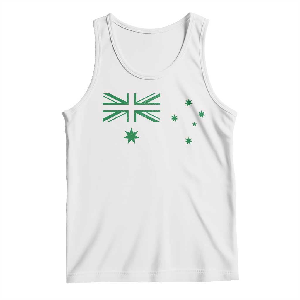 Green Australian Flag Tank Top Australia Patriotic Country Pride Monochrome Minimalist Graphic TS10 White Print Your Wear