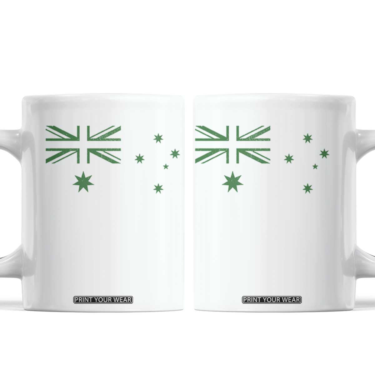 Green Australian Flag Coffee Mug Australia Patriotic Country Pride Monochrome Minimalist Graphic TS10 White Print Your Wear