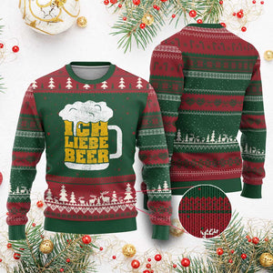 Oktoberfest Drinking Ugly Christmas Sweater Ich Liebe Bier Octoberfest German TS10 Red Green Print Your Wear