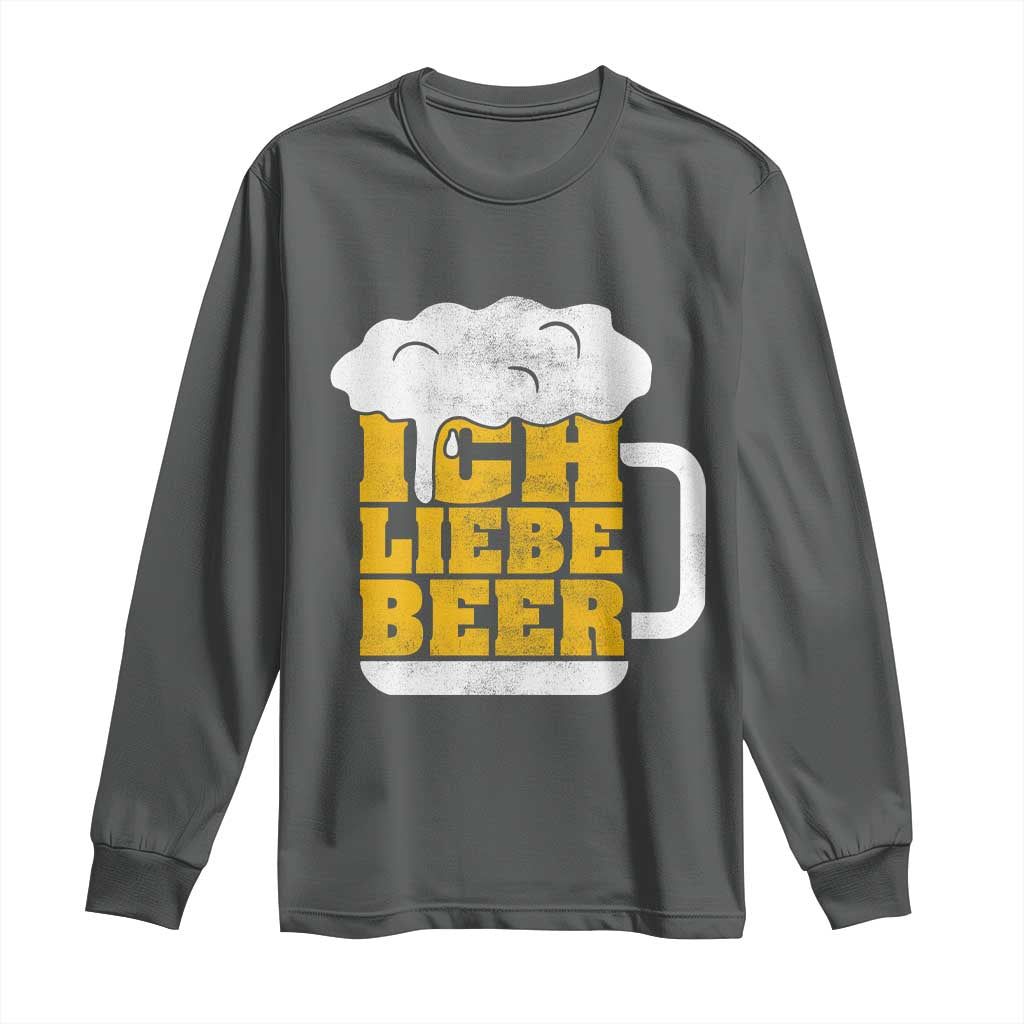 Oktoberfest Drinking Long Sleeve Shirt Ich Liebe Bier Octoberfest German TS10 Dark Heather Print Your Wear