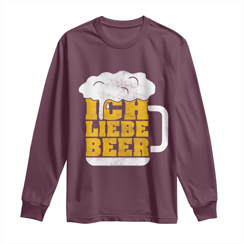Oktoberfest Drinking Long Sleeve Shirt Ich Liebe Bier Octoberfest German TS10 Maroon Print Your Wear