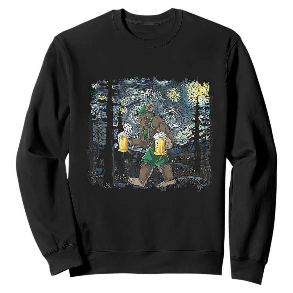 Funny Oktoberfest Bigfoot Sweatshirt Starry Night German Sasquatch Beer Lederhose TS10 Black Print Your Wear