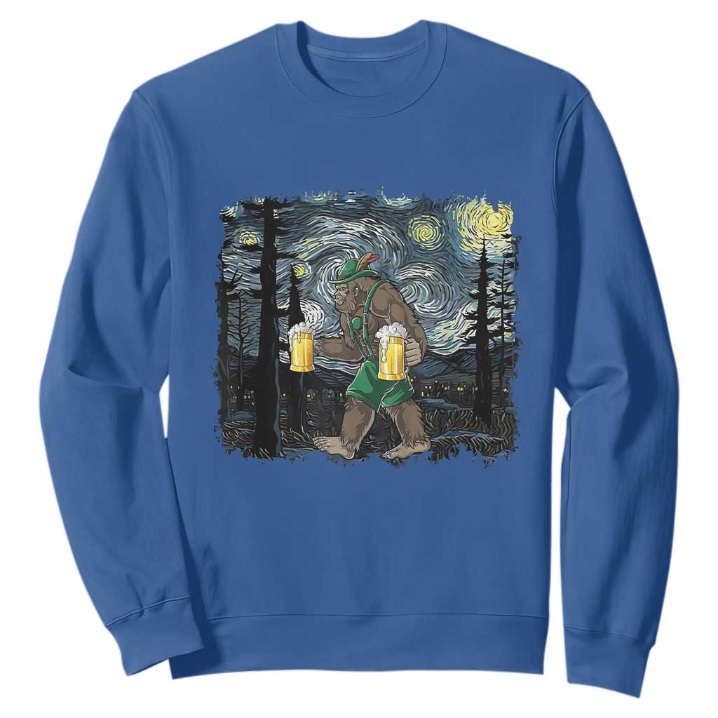 Funny Oktoberfest Bigfoot Sweatshirt Starry Night German Sasquatch Beer Lederhose TS10 Royal Blue Print Your Wear