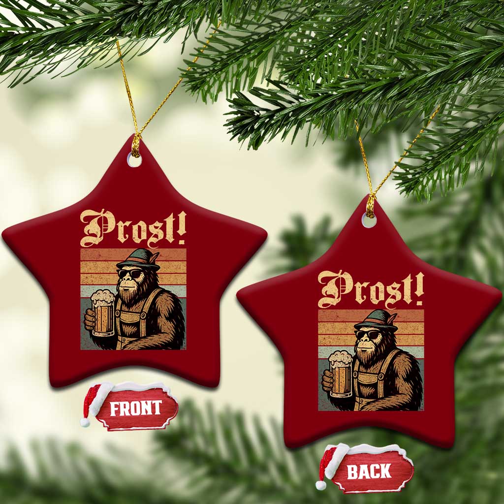 Oktoberfest Bigfoot Ceramic Ornament Vintage German Sasquatch Drinking Prost Lederhose TS10 Print Your Wear